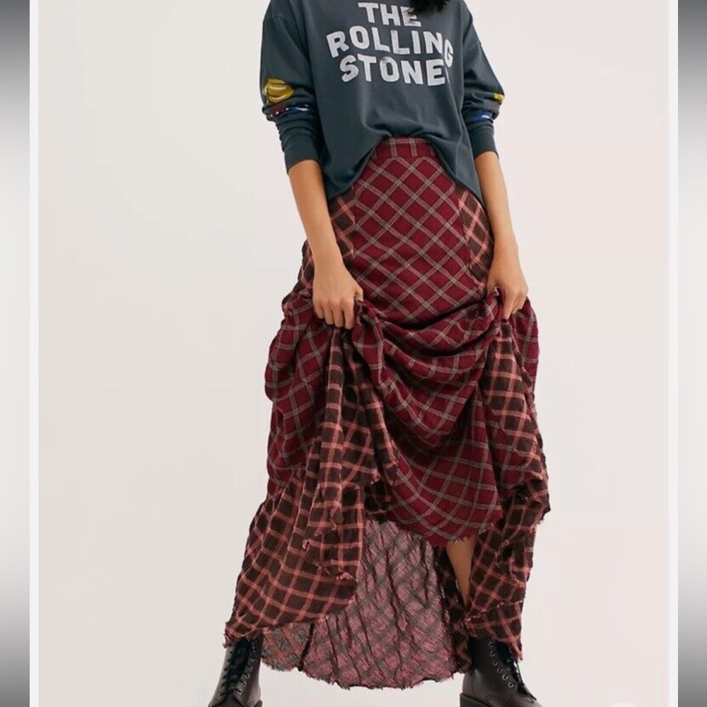 Free People Plaid Maxi Skirt